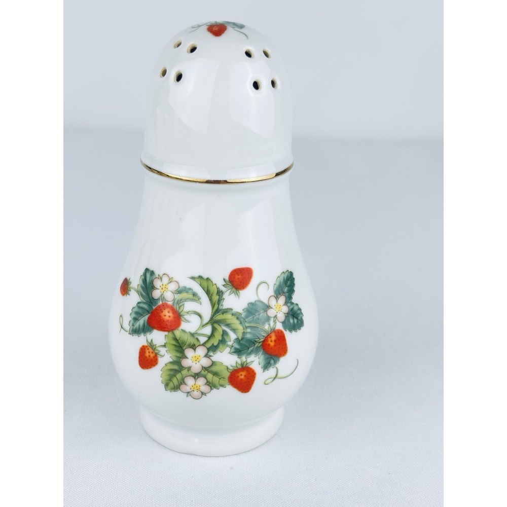 Vintage Avon Sugar Cinnamon Shaker Strawberry Design Porcelain 22k Gold Trim